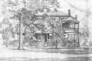 Drawing of mansion by F.S.Dixon